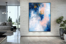 Load image into Gallery viewer, Blue White Pink Original Painting Texture Abstract Art Bp120