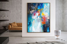 Load image into Gallery viewer, Blue White Red Abstract Painting Large Artwork Dp030
