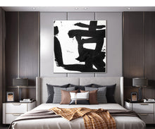 Load image into Gallery viewer, Black and White Painting on Canvas Original Artwork Op034