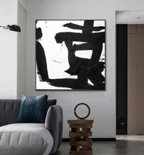 Load image into Gallery viewer, Black and White Painting on Canvas Original Artwork Op034