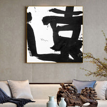 Load image into Gallery viewer, Black and White Painting on Canvas Original Artwork Op034