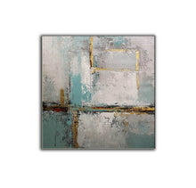 Load image into Gallery viewer, Gray Blue Gold Acrylic Painting Contemporary Abstract Art Op087