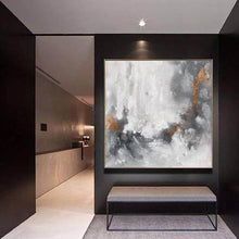 Load image into Gallery viewer, Gray White Gold Abstract Painting Canvas Original Contemporary Wall Art Yp054