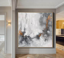 Load image into Gallery viewer, Gray White Gold Abstract Painting Canvas Original Contemporary Wall Art Yp054