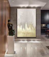 Load image into Gallery viewer, Gray Gold Abstract Painting on Canvas Minimalist Painting Op086