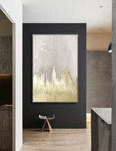 Load image into Gallery viewer, Gray Gold Abstract Painting on Canvas Minimalist Painting Op086