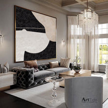 Load image into Gallery viewer, Black White Beige Minimalist Canvas Art Large Original Abstract Painting Ap006