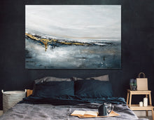 Load image into Gallery viewer, Gray and Gold Abstract Painting Bedroom Wall Art Np025