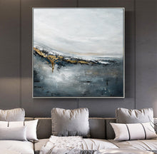 Load image into Gallery viewer, Gray and Gold Abstract Painting Bedroom Wall Art Np025