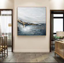 Load image into Gallery viewer, Gray and Gold Abstract Painting Bedroom Wall Art Np025