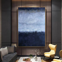 Load image into Gallery viewer, Deep Blue Gray Abstract Painting Oversized Contemporary Canvas Art Np018