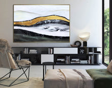 Load image into Gallery viewer, Black White Gold Abstract Wall Art Modern Art Painting Large Artwork Cp029