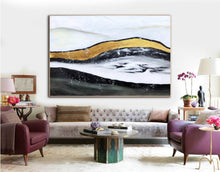 Load image into Gallery viewer, Black White Gold Abstract Wall Art Modern Art Painting Large Artwork Cp029
