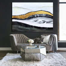 Load image into Gallery viewer, Black White Gold Abstract Wall Art Modern Art Painting Large Artwork Cp029