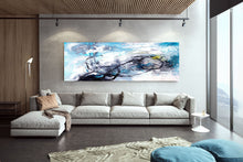 Load image into Gallery viewer, Black White Blue Abstract Painting Modern Wall Decor Kp055