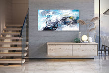 Load image into Gallery viewer, Black White Blue Abstract Painting Modern Wall Decor Kp055
