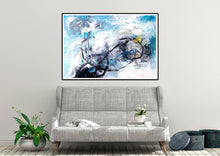 Load image into Gallery viewer, Black White Blue Abstract Painting Modern Wall Decor Kp055