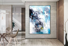 Load image into Gallery viewer, Black White Blue Abstract Painting Modern Wall Decor Kp055