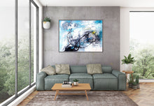 Load image into Gallery viewer, Black White Blue Abstract Painting Modern Wall Decor Kp055