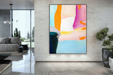 Load image into Gallery viewer, Blue Pink Yellow Abstract Painting Colorful Contemporary Art Painting Kp056