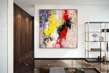 Load image into Gallery viewer, Red Pink Yellow Palette Knife Art Large Abstract Painting Kp064