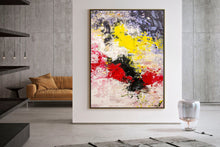 Load image into Gallery viewer, Red Pink Yellow Palette Knife Art Large Abstract Painting Kp064