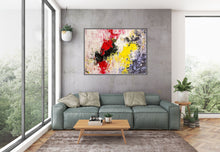 Load image into Gallery viewer, Red Pink Yellow Palette Knife Art Large Abstract Painting Kp064