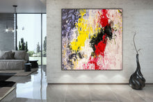 Load image into Gallery viewer, Red Pink Yellow Palette Knife Art Large Abstract Painting Kp064