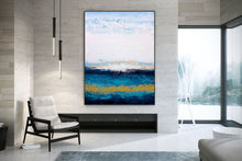 Load image into Gallery viewer, Blue White Gold Acrylic Painting On Canvas Original Abstract Painting Kp066