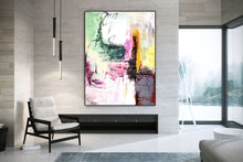 Load image into Gallery viewer, Green Pink Brown Abstract Painting on Canvas Original Paintings Kp059