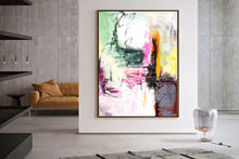 Load image into Gallery viewer, Green Pink Brown Abstract Painting on Canvas Original Paintings Kp059
