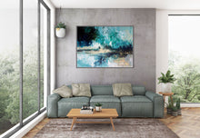 Load image into Gallery viewer, Green Beige White Abstract Painting Office Wall Art Kp062