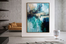 Load image into Gallery viewer, Green Beige White Abstract Painting Office Wall Art Kp062
