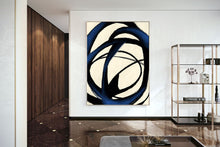 Load image into Gallery viewer, Deep Blue White Minimal Abstract Painting Contemporary Painting Kp057