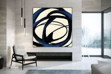 Load image into Gallery viewer, Deep Blue White Minimal Abstract Painting Contemporary Painting Kp057