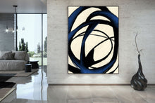 Load image into Gallery viewer, Deep Blue White Minimal Abstract Painting Contemporary Painting Kp057