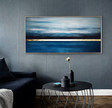 Load image into Gallery viewer, Landscape Blue and Gold Abstract Painting Living Room Np023