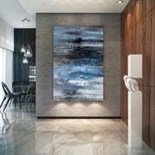 Load image into Gallery viewer, Gray Blue White Abstract Painting ModernTextured Art Fp071