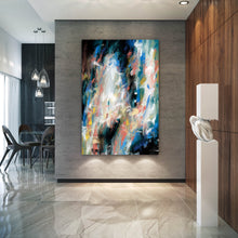 Load image into Gallery viewer, Black Pink Blue Textured Painting Original Abstract Painting Qp002