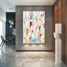 Load image into Gallery viewer, Pink White Abstract Painting on Canvas Colorful Contemporary Painting Fp099