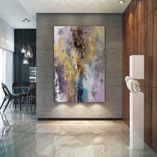 Load image into Gallery viewer, Purple Abstract Painting Palette Knife Artwork Brown Gold Painting Fp073