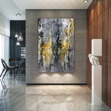 Load image into Gallery viewer, Large Black Grey Yellow Abstract Painting Office Decor Fp025