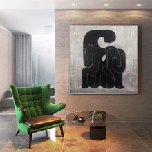 Load image into Gallery viewer, Black And White Abstract Painting Human Artwork Contemporary Kp046