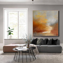 Load image into Gallery viewer, Brown Abstract Painting Sunrise Landscape Ocean Art Office Decor Dp095