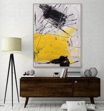Load image into Gallery viewer, Black Gray Yellow Minimalist Abstract Painting Qp075