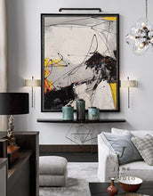 Load image into Gallery viewer, Black Oil Painting on Canvas Yellow Painting Minimalist Abstract Art Qp089