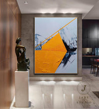 Load image into Gallery viewer, Yellow Painting Black and White Abstract Oil Painting Decor Qp079