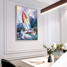 Load image into Gallery viewer, Sailboat Painting on Canvas Nautical Painting Purple Painting Op017