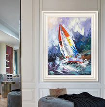 Load image into Gallery viewer, Sailboat Painting on Canvas Nautical Painting Purple Painting Op017