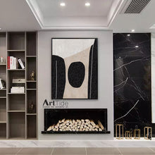 Load image into Gallery viewer, Black And White Minimalist Abstract Painting Beige Office Wall Art Qp100